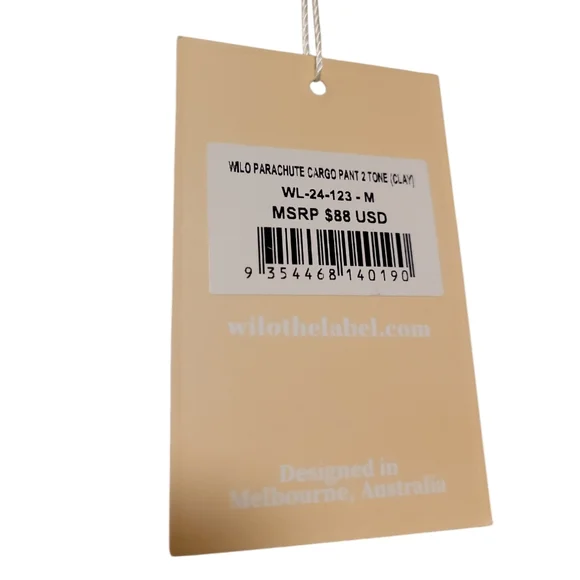 WILO, NWT, Parachute Cargo Pants, 2 Tone (Clay) Cinched Bottoms, Women's sz M, F - Picture 3 of 4